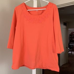 Women’s 3/4 sleeve orange embroidered top size 2X